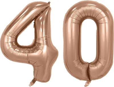 Produktbild von Folienballon Set Nummer 40, Rosegold, 100 cm, für Heliumbefüllung