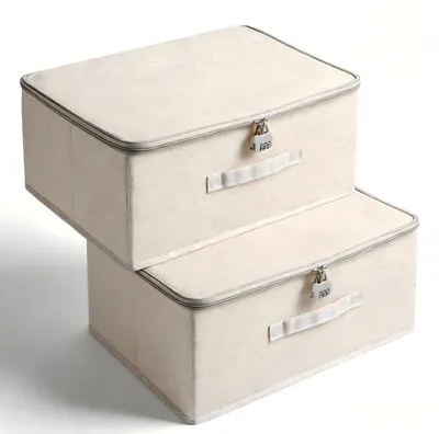 2er Set faltbare Aufbewahrungsboxen mit Zahlenschloss 40x30x21 cm