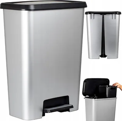 Image de Poubelle à Pédale Duo 23 L + 23 L 49.6 X 29.4 X H62 Cm Gris - Compatta - Curver