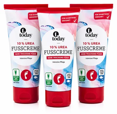 Produktbild von today 10% Urea Fußcreme – Intensive Pflege für sehr trockene Füße 100 ml (3 Pack)