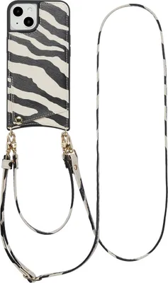 Zdjęcie produktu dla Etui na telefon Selencia Nova z kablem i uchwytem na kartę do Apple iPhone 14 / 13 - Zazzy Zebra