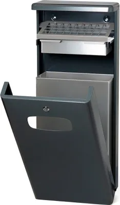 Produktbild von Kombiascher mit Bedachung für den Außenberreich | 32 Liter, HxBxT 95x40x19cm | Aluminium | Anthrazit