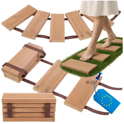 Produktbild von MODO24 Rollweg Holz, Thermokiefer, Gartenweg, Beetroller, Ausrollbar, Wetterfest, Massivholz, Beet, Terrasse, 100x30 cm, Natur, PSTS