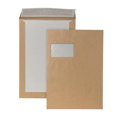 Image de POSTHORN - Enveloppe à fond carton DIN C4 avec fenêtre, 120 g/m², avec bande adhésive, papier brun