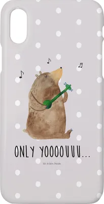 Produktbild von Mr. & Mrs. Panda Iphone 10 Handyhülle Bär Gitarre - Grau Pastell - Geschenk, Teddy, Handy, Cover, X, Hülle