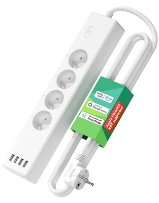 Obrázok produktu pre Inteligentná zásuvková skrinka, 16 A, kompatibilná s Wi-Fi, s 4 zásuvkami a 4 USB portami