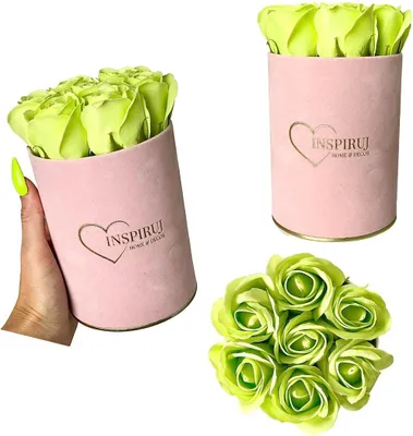 Produktbild von Flowerbox Inspiruj - Rosa Box mit Seifenrosen - Nr. 15 Grün