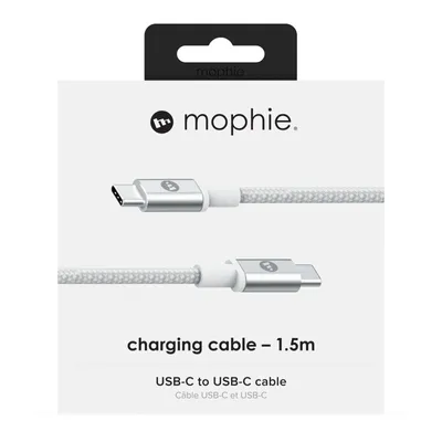 Image de mophie 409903203, 1,5 m, USB C, USB C, USB 3.2 Gen 1 (3.1 Gen 1), Blanc