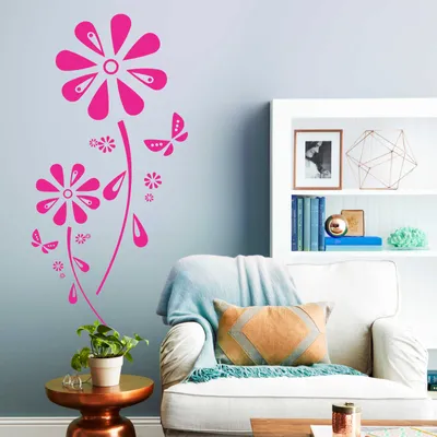 Produktbild von Wandtattoo - Wandaufkleber - Wandtattoo "Margariten-Traum" - 60cm x 29cm pink - Dekoration Küche Wohnzimmer Wand