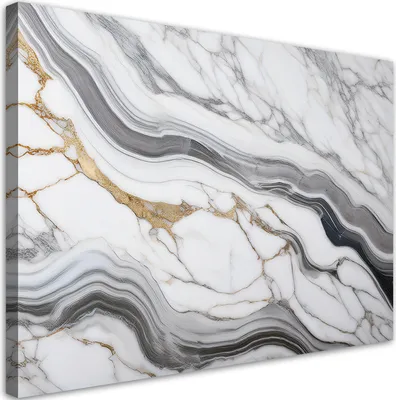 Produktbild von Leinwandbild Grauer Marmor mit Gold Abstrakt 90x60 Feeby Weiß bild für die wand bereit zum aufhängen