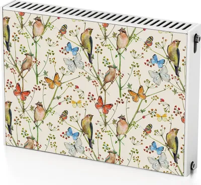 Produktbild von Schmetterlingsvögel – Magnetische Heizkörperabdeckung – 80x60 cm – Magnet Heizkörperabdeckung – 3D Würfel – Heizkörperverkleidung – Magnetische Wandverkleidung – Wetterfest