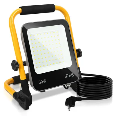 Obrázek produktu pro Peviasot, 5 kusů LED stavebních reflektorů se stativem, 6000K, 50W, pracovní světlo, nastavitelné svítidlo vhodné pro stavby, dílny, garáže a venkovní použití