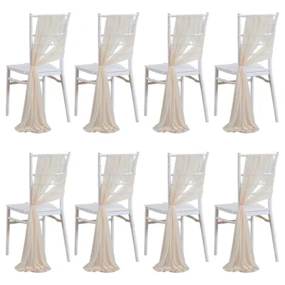 Produktbild von 8-teiliges Set Hochzeit Deko Stuhlschärpe, Stuhlrückendekoration für Hochzeitsstühle, Beige