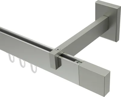 Produktbild von Interdeco Innenlaufstange / Gardinenstange mit Innenlauf Edelstahl-Optik, Typ Smartline Lox (Quader), 14x35 mm 1-läufig, 140 cm