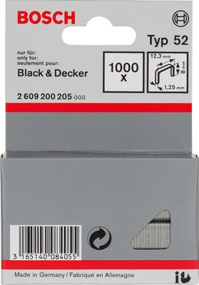 Zdjęcie produktu dla Bosch 2 609 200 205, Zszywki paczka, 8 mm, Naprawa, 1,23 cm, 1000 zszywek, Stal nierdzewna