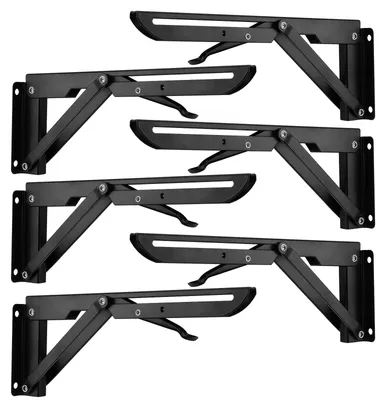Klappbare Regalwinkel 24 cm, 6 Stück, schwarz, bis 60 kg belastbar