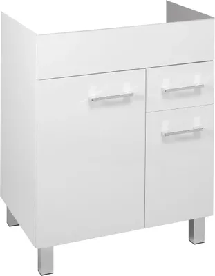 Image de Meuble de salle de bain blanc 60x47 Pieds debout Tiroir chromé