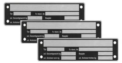 Produktbild von 3 x Blanko Typenschild Anhängertypenschild Neutral Anhänger