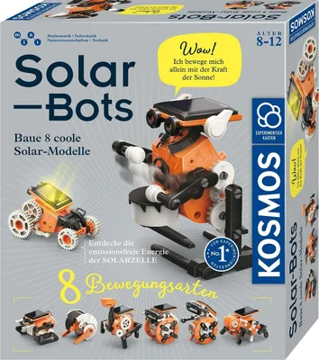 Produktbild von KOSMOS 620677 Solar Bots, Baue 8 Solar-Modelle, Bausatz für Roboter mit Solarenergie-Antrieb, Solarzelle mit Motor, Experimentierkasten für Kinder ab 8-12 Jahre