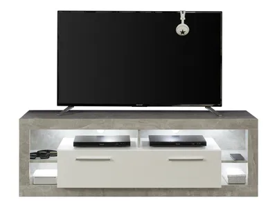 Produktbild von trendteam Wohnen TV-Unterteil Rock Stone + Weiß Melamin/Weiß Hochglanz 150 x 48 x 44 cm