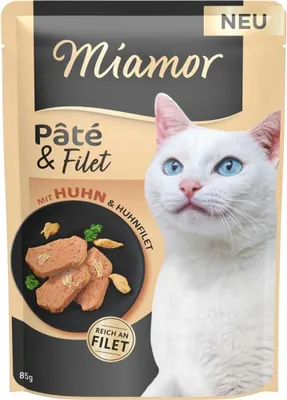 Produktbild von Miamor Pate + Filet Pouch 10x85g  |  mit Huhn