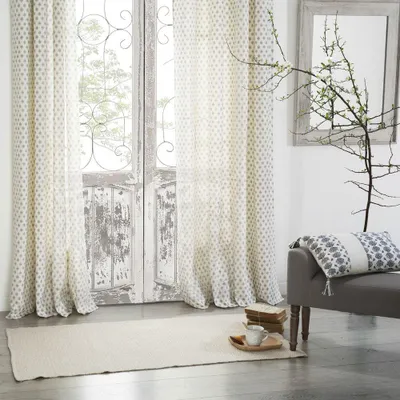 Produktbild von Vorhang aus Baumwolle, Weiß, mit Motiven, L 260 x B 140 cm