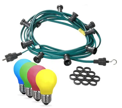 Illu-/Partylichterkette 50m | Außenlichterkette | Made in Germany | 50 x bunte LED Tropfenlampe