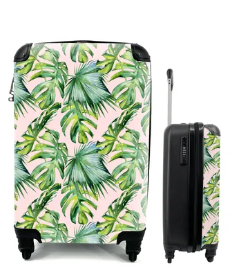 Produktbild von MuchoWow® Koffer Handgepäck Trolley Rollkoffer Kleine Reisekoffer mit 4 Rollen - Blumen - Tropisch - Blätter - Cabin Size < 55x40x23 cm & 55x40x20 cm - Fotokoffer - Kabinenkoffer - Boardgepäck - Reise-Box - Reisekoffer - Reisegepäck - Koffer mit Bild - Trolley für Kinder