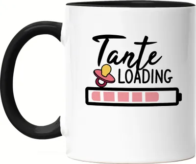 Produktbild von Tante Loading Tasse Schwarz für werdende Tanten zur Geburt Babynews Nichte Neffe Ich werde Tante Geschenk Tasse