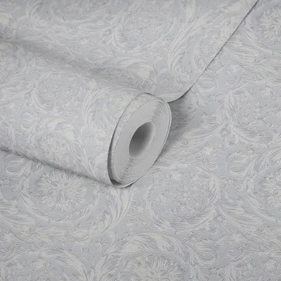 Zdjęcie produktu dla Szara, srebrna tapeta z włókniny VERSACE (1028450)