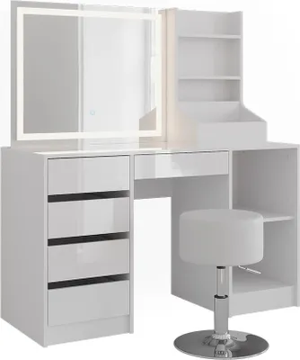 Produktbild von Schminktisch Vicco Sherry Weiß/Weiß Hochglanz 128.2 cm 4 Teile, Model 57634