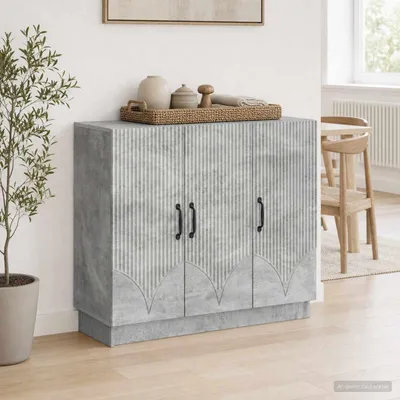 Zdjęcie produktu dla Komoda vidaXL w kolorze szarym betonowym, 89 x 34,5 x 77 cm, materiał drewnopochodny