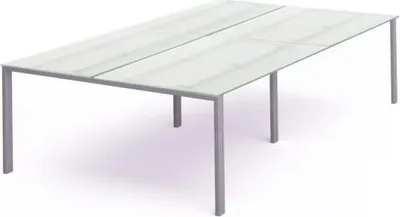 Produktbild von Mehrfacharbeitstisch Total BxTxH 360x163x73cm Gestell grau Platte Glas satiniert.