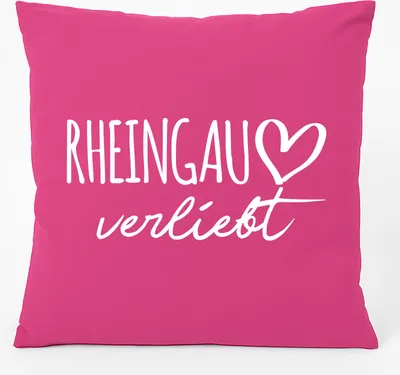 Produktbild von Huuraa Kissen Rheingau verliebt 40x40cm mit Füllung Fuchsia Baumwolle Dekokissen Geschenkidee