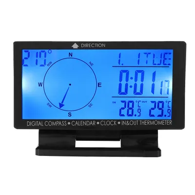 Image de Thermomètre numérique multifonctionnel CD60 pour voiture avec fonction de navigation temporelle