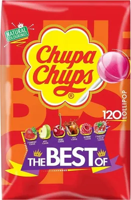 Zdjęcie produktu dla Chupa Chups Lizaki Mix Smaków Cola Jabłko Truskawka Wiśnia 120 Szt