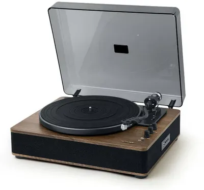 Produktbild von Muse MT-107 BTO Plattenspieler, 33/45 rpm, Bluetooth, USB-Wiedergabe/-Encoding, Schwarz und Holz - 2x5W Stereo-Lautsprecher