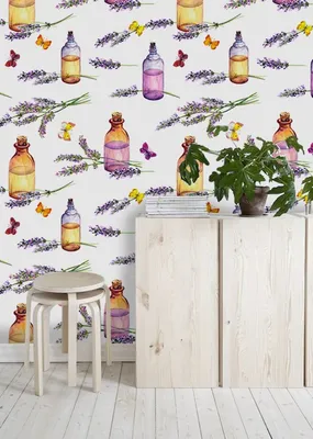 Produktbild von Coloray Fototapete 250x104 cm An Einer Wand Latex Latextapete - Ölparfümflasche Lavendel