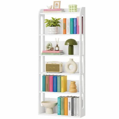 Produktbild von Bücherregal, Standregal, 6-stöckiges Holz, 24 x 60 x 153 cm weiß | Buch Regal, hölzernes Standregal, für Schlafzimmer Wohnzimmer Arbeitszimmer