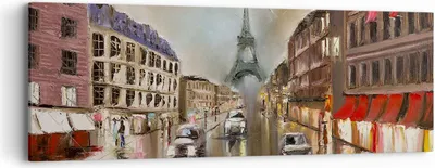 Produktbild von Bild auf Leinwand - Leinwandbild - Paris Turm Straße - 90x30cm - Wand Bild - Wanddeko - Wandbilder - Leinwanddruck - Bilder - Kunstdruck - Wanddekoration - Leinwand bilder - Wandkunst - AB90x30-3431