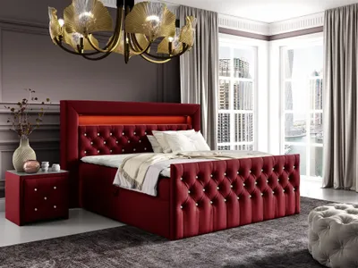 Produktbild von Boxspringbett Schlafzimmerbett SEVRA Nr.1 180x200cm in Elisa Velvet Bordeauxrot