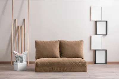 Produktbild von Hanah Home, Taida - Light Brown, 2-Sitzer-Schlafsofa, 100 % METALL, Hellbraun, 65 x 120 x 26 cm