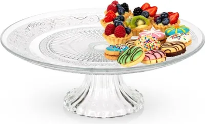 Obrázok produktu pre Vilde | Etagere - tortový tanier - stojan na zákusky - okrúhly sklenený tortový tanier - stojan na torty 25 cm
