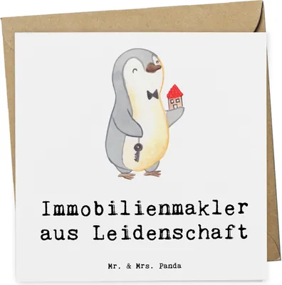 Produktbild von Mr. & Mrs. Panda Glückwunschkarte Immobilienmakler Leidenschaft - Weiß - Geschenk, Immobilienbüro, Lustig, Ausbildung, Klappkarte, doppelkarte, Spruch, anlasskarte