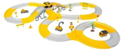 Produktbild von Rennbahn mit Baumaschinen und Zubehör, Kreativset mit 255 Teilen