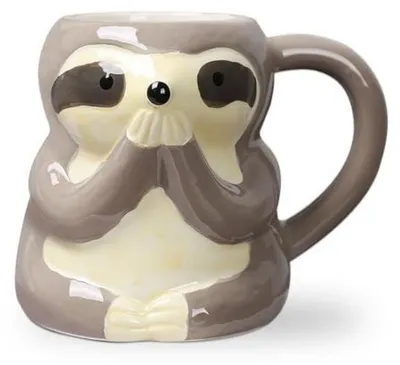 Productafbeelding van 3D keramische beker met luiaardmotief, 450 ml, met de hand beschilderd, ideaal als cadeau