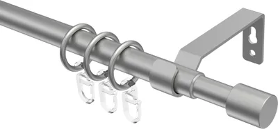 Produktbild von Interdeco Gardinenstange ausziehbar / Teleskop-Vorhangstange Silbergrau, Typ Hera Livo (Kappe), 16/13 mm Ø 1-läufig, 160-300 cm ausziehbar