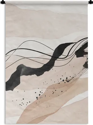 Produktbild von MuchoWow® Wandteppich Wandbehang Aquarell - Abstrakt - Schwarz 120x180 cm Tapisserie Dekoration Wandtuch - Schlafzimmer - Dekorationen für das Haus