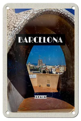 Produktbild von Blechschild Reise 12x18cm Barcelona Spanien Stadt Reiseziel Schild