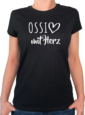 Produktbild von Huuraa Damen T-Shirt Ossi mit Herz M Black Bio Baumwolle Fairtrade Damenshirt Geschenkidee